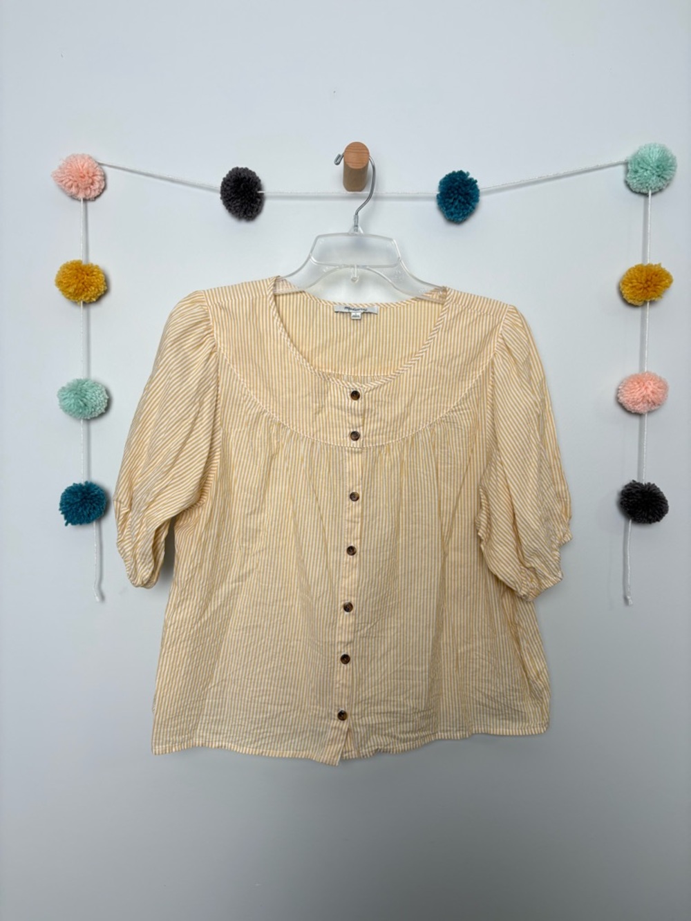 Madewell Yellow and White Striped Boxy Blouse